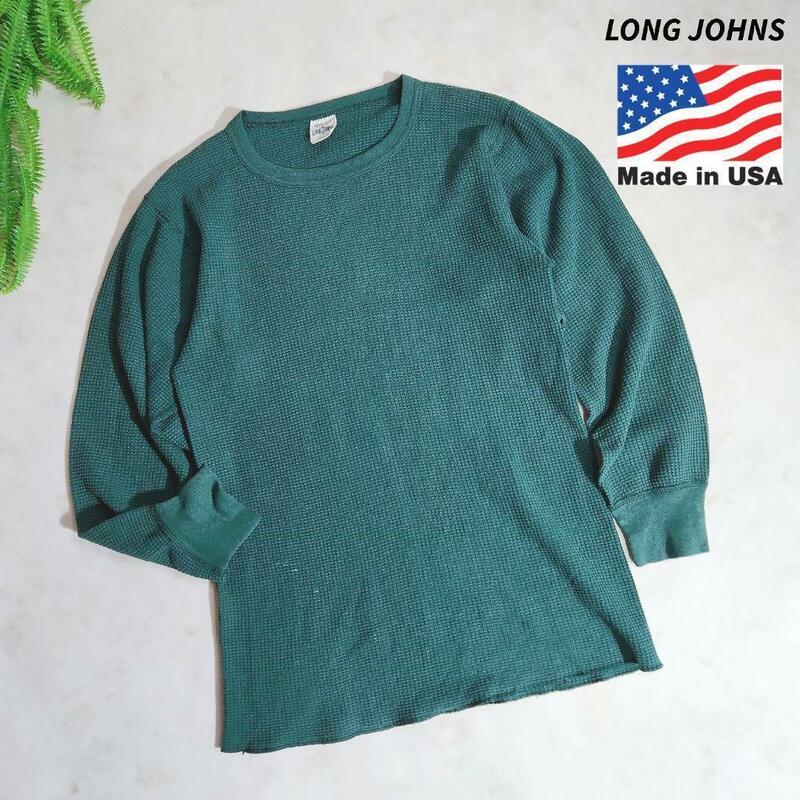 USA製 LONG JOHNS 長袖サーマル・ロンT・濃いめの緑グリーン2702