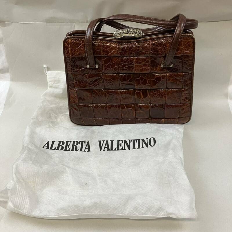 [4-245]ALBERTA VALENTINO ハンドバッグ バレンティノ 服飾雑貨 ブラウン パーティー 