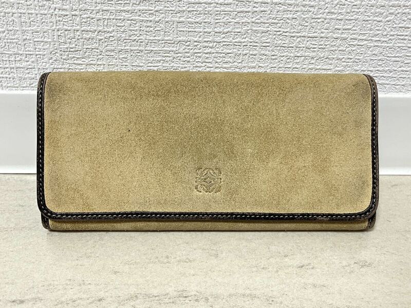 LOEWE ロエベ アナグラム スエード 長財布 ベージュ