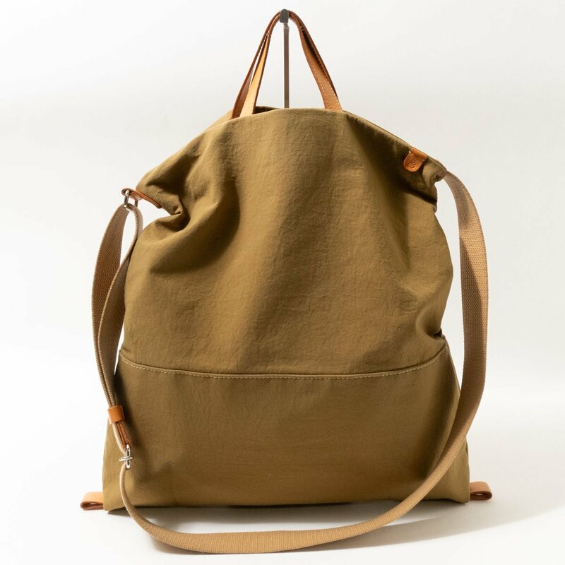 Atelier nuu アトリエヌウ 豊岡鞄 とよおかかばん 2WAY ショルダーバッグ トートバッグ カーキ ブラウン レザー 本革 綿 日本製 bag 鞄