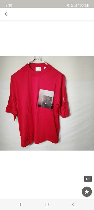バーバリー　BURBERRY　現行タグ　半袖シャツ　Tシャツ　変型シャツ　赤　レッド　バーバリーロンドンイングランド　オーバーサイズ