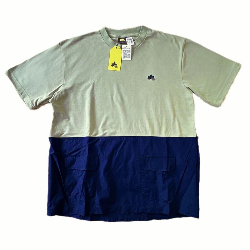 【未使用】LOGOS Park/ロゴス 異素材ショートスリーブシャツ Tシャツ 大きいサイズ カーキ 紺 メンズ3L レディース 男女兼用 アウトドア