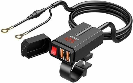 SHEAWA バイク USB充電器 USB電源 USB2ポート QC3.0 急速充電 電圧計 電源スイッチ Quick Charge 3.0 ハンドルに取り付け可能