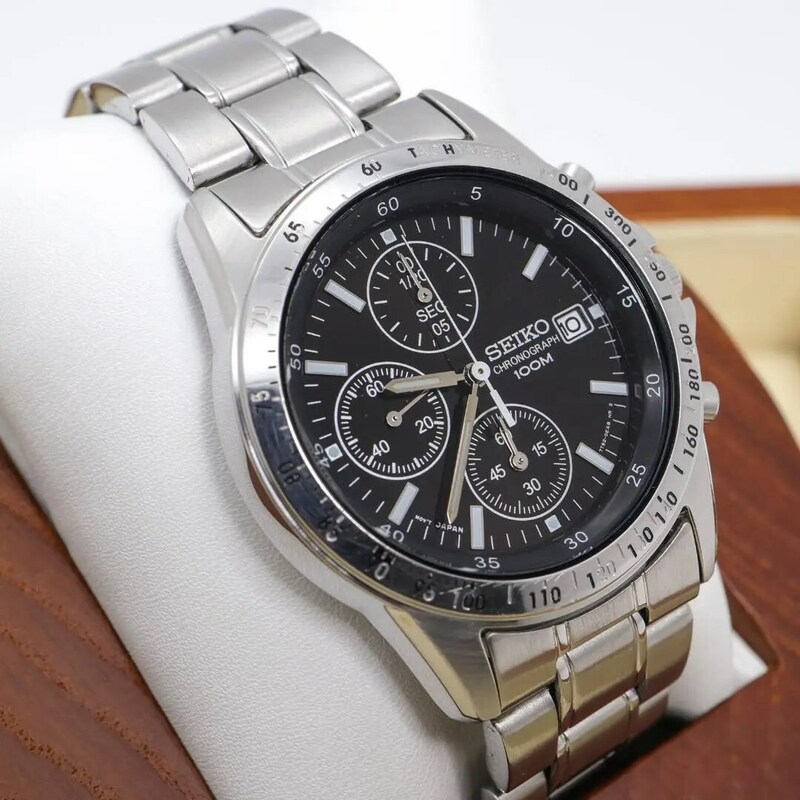◆稼働 SEIKO 腕時計 クロノグラフ デイト メンズ 新品電池 x