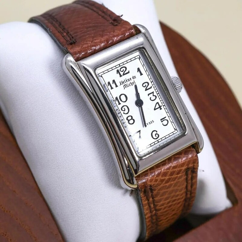 ◆美品 稼働 ヘレンミッシェル 腕時計 V925刻印 レザー シルバー b
