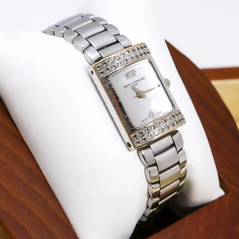 ◆稼働 SAINT HONORE 腕時計 ラインストーン 新品電池 レディースy