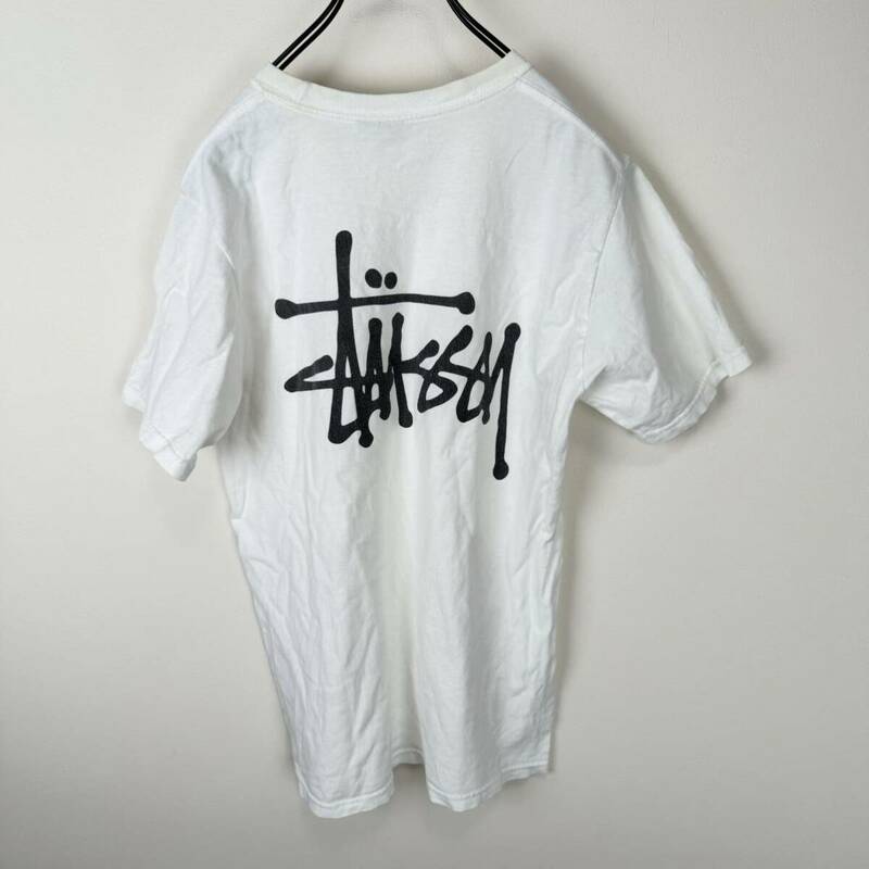 STUSSY　ステューシー　半袖 Tシャツ　ロゴプリント　白　Sサイズ　ホワイト　メキシコ製　プリントTシャツ 　半袖Tシャツ