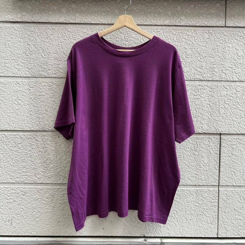 90s USA製 紫 無地Tシャツ 半袖Tシャツ ビッグサイズ 2XLサイズ アメリカ製 古着 vintage ヴィンテージ シングルステッチ パープル 美品