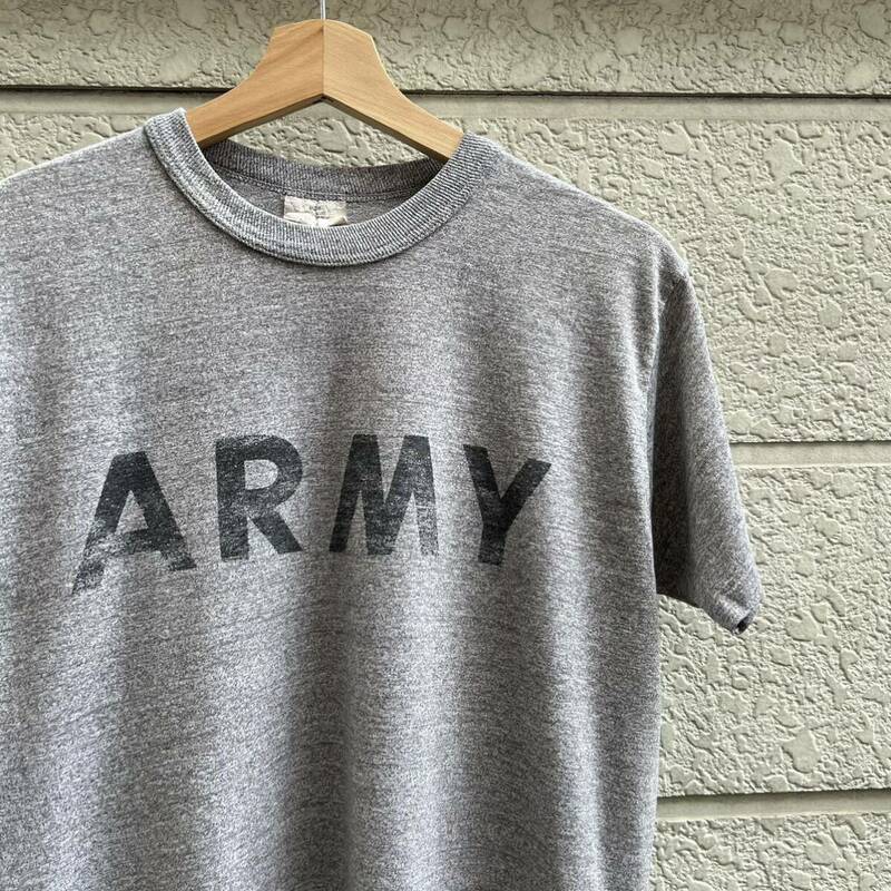 90s USA古着 US ARMY プリントTシャツ 半袖Tシャツ 米軍実物 シングルステッチ アメリカ古着 vintage ヴィンテージ Mサイズ 杢グレー