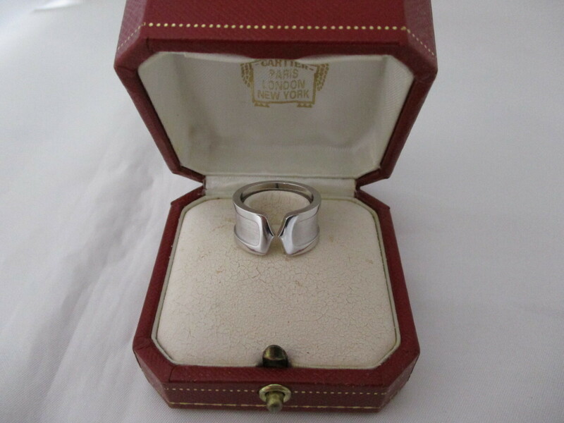 【美品中古】カルティエ　Cartier　C2リング　K18WG　＃51(11号)　ホワイトゴールド　箱付き　12.9g