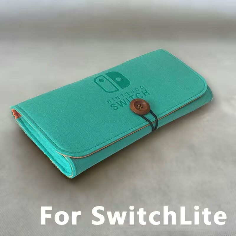 任天堂スイッチライト専用　薄型nintendo switch lite収納ケース ゲームカードホルダー フェルト 防塵 ソフト シンプル グリーン　全面保護