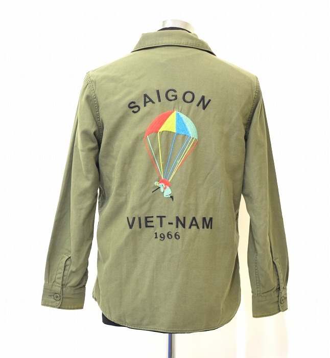 HOUSTON(ヒューストン) ENBROIDERY MILITARY SHIRT 刺繍 ミリタリーシャツ ベトナム サイゴン 40235 ベトシャツ ARMY アーミー ジャケット