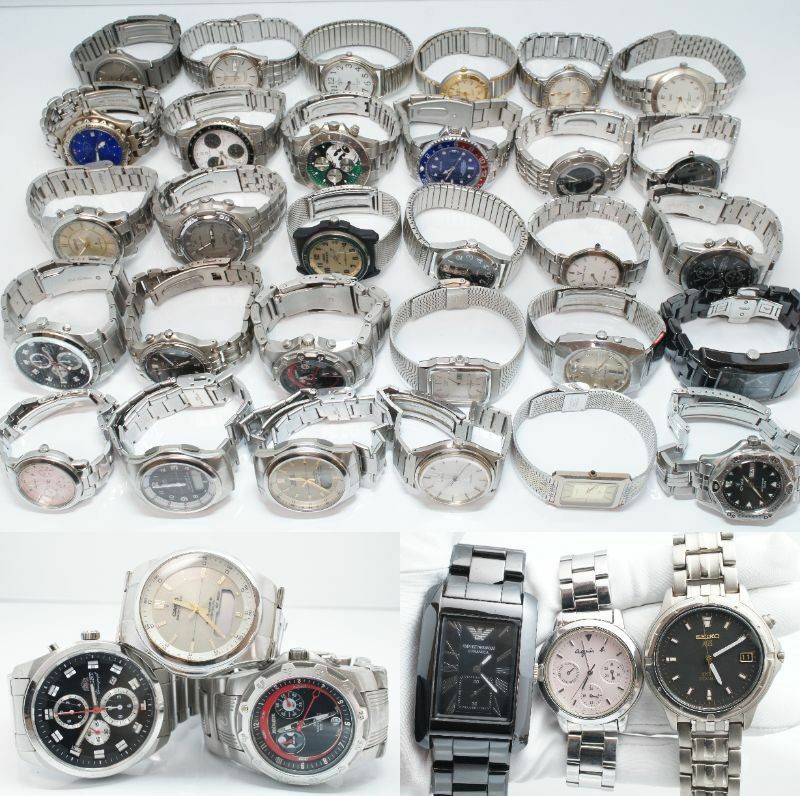 D80●美品含む 30点セット メンズ腕時計 CITIZEN/SEIKO/CASIO/ORIENT/CYMA/EMPORIO ARMANI/NIXON 他 大量まとめ クォーツ