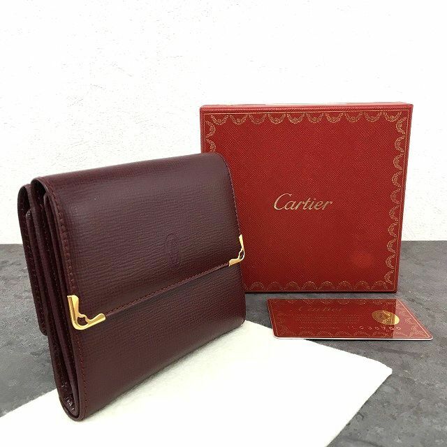 ☆送料無料☆ 未使用品 Cartier コンパクトウォレット マストライン ボルドー 箱付き 27