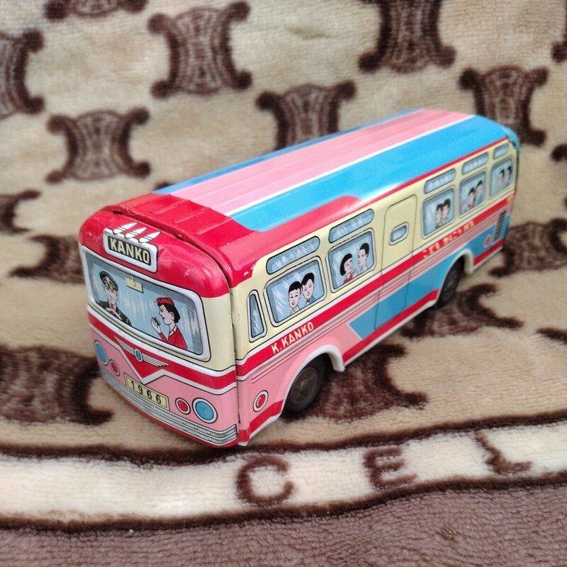 ブリキ　バス　約２０センチ　１９６６ こどもかんこうバス　昭和レトロ　レア　ビンテージ　当時物　日本製　昭和玩具　おもちゃ
