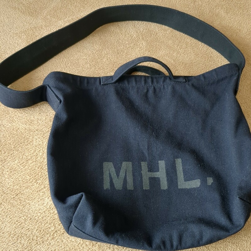 MHL マーガレットハウエル ショルダーバッグ キャンバス トートバッグ ブラック エムエイチエル