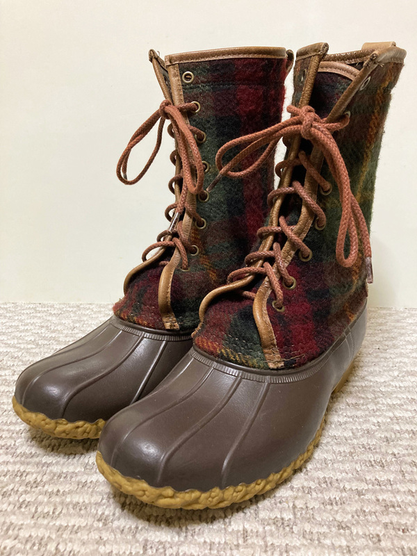 ♪着用少 米国製 Made in USA L.L.Bean Bean Boots 10inch Check Wool LLビーン ビーンブーツ 10インチ チェック ウール 8M 簡易清掃済♪