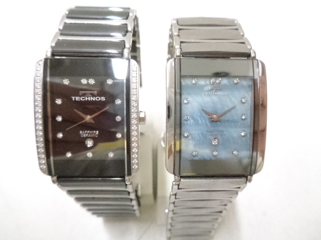 TECHNOS テクノス T9557(サファイア セラミック)、T9280(サファイア タングステン) 腕時計 クォーツ おまとめ2点