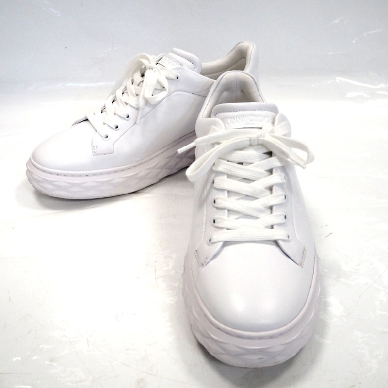 Th961091 ジミーチュウ 靴 Diamond Maxi/M II ナッパレザー・プラットフォーム スニーカー ホワイト #42 JIMMY CHOO 美品・中古