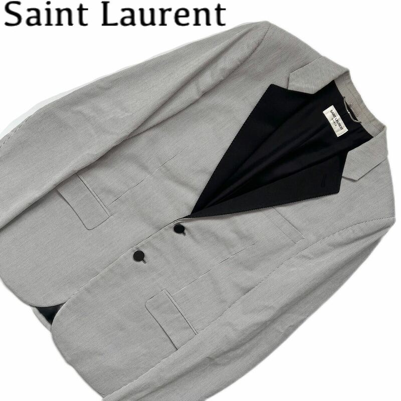 【送料無料】SAINT LAURENT PARIS サンローランパリ　テーラードジャケット　グレー　ブラック　メンズ　46 m 2b