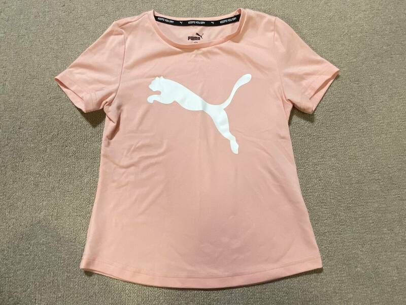 激安! PUMA KIDS プーマ キッズ ピンク 半袖 Tシャツ 130 女の子 スポーツウエア トップス シンプル 定番/運動着 体育 体操着/AS