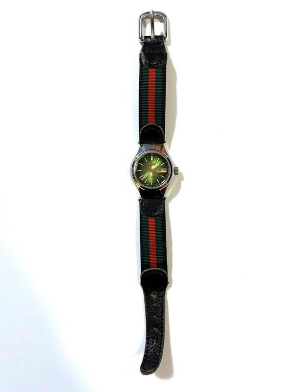 ジャンク CITIZEN AUTOMATIC シチズン 腕時計 6600 4-661001Y 21石 3針 グリーン文字盤 グッチ色 ベルト/ビンテージ アンティーク レトロQH