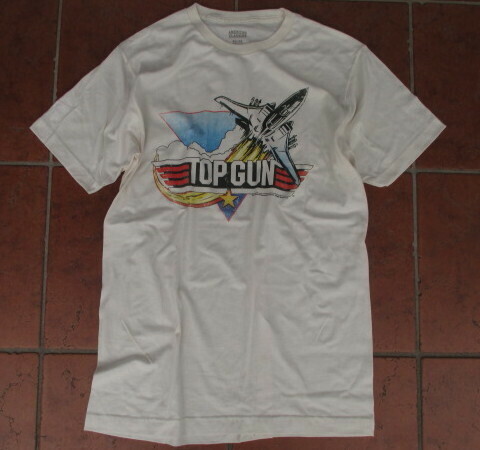 特価！アメリカより入荷！TOPGUN(トップガン）！トップガン・ロゴ・プリントTシャツ（アメリカンクラシックス社製）オフホワイト：Lサイズ