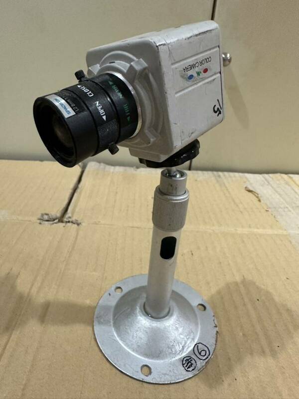 SPACECOM 防犯カメラ L2.8mm 1:1.3 CS JAPAN / 監視カメラ COLOR CAMERA 通電確認済み スタンド付き カラーカメラ 4200SCH ⑥