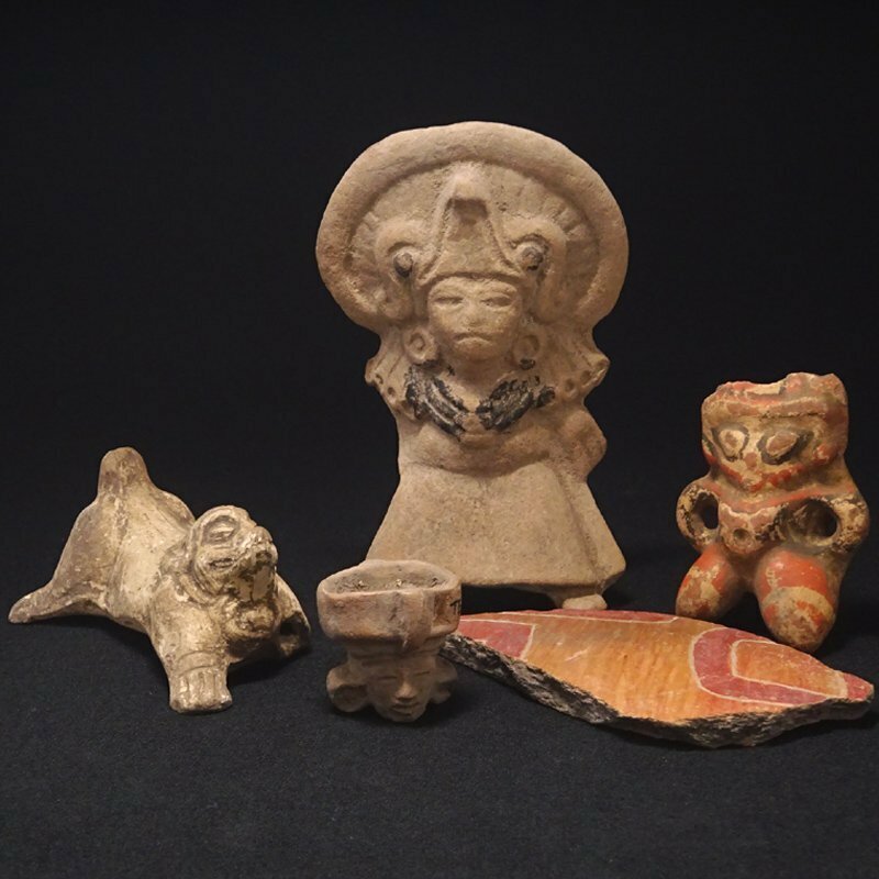 慶應◆アンデス文明の遺産 発掘出土した残欠土器などまとめて 合計5点 プリミティブアート副葬品土偶神像⑫