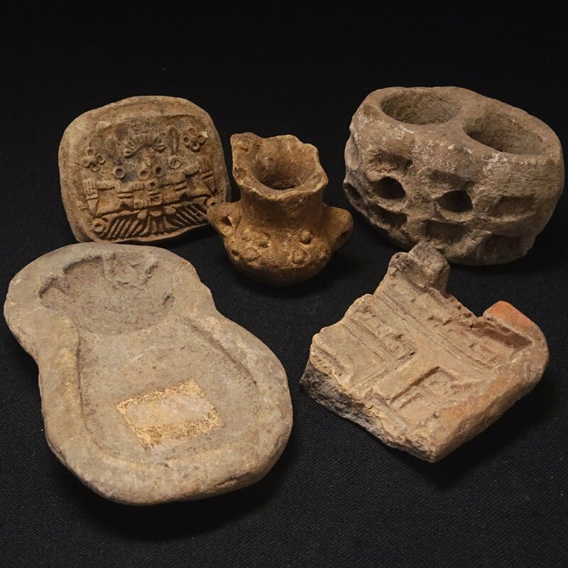 慶應◆アンデス文明の遺産 発掘出土した残欠土器などまとめて 合計5点 プリミティブアート副葬品土偶神像⑪