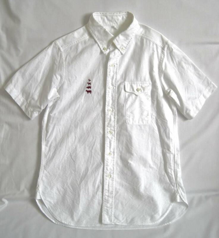 MOUNTAIN RESEARCH　マウンテンリサーチ　半袖ボタンダウンシャツ　白　ブレーメン刺繍　S 日本製