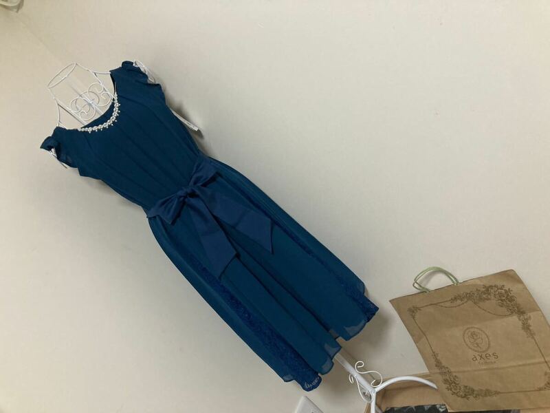 アクシーズファム☆Aライン2wayドレス、ワンピース☆紙タグ付き新品　Bグリーン