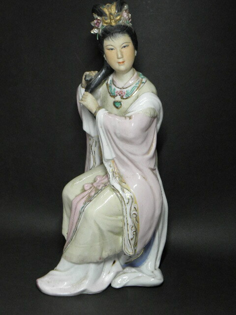 58 中国 美人 陶磁器 人形 置物 / 中国美術 古玩 