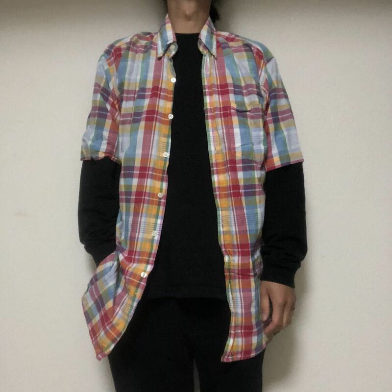 CLEVE SHIRT MAKERS クリーブ　インドマドラス　　チェック　ボタンダウンシャツ S