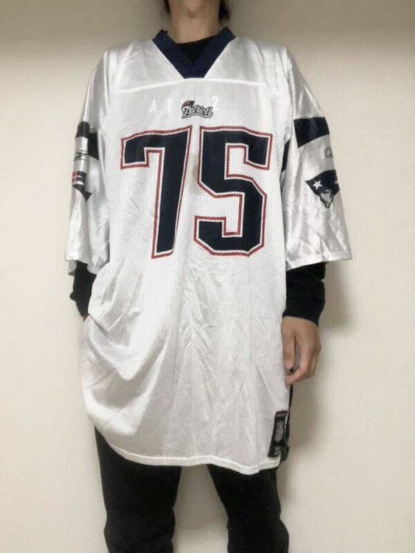 NFLリーボックPatriotsニューイングランドペイトリオッツWILFORKヴィンスウィルフォーク　フットボールジャージ2XL ストリート　B系