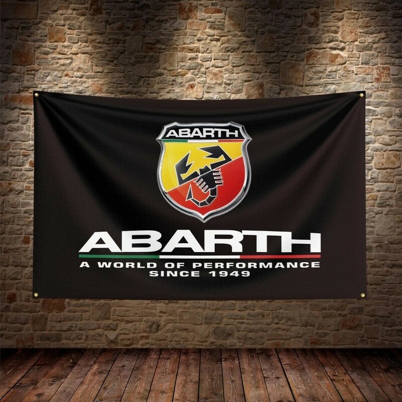 ABARTH　アバルト　旗　フラッグ タペストリー　インテリア　ガレージに　ブラック