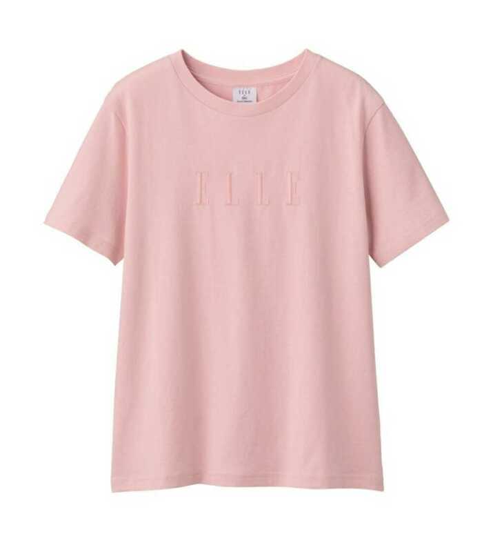 XLサイズ 新品 未使用 ELLE コラボ 刺繍ロゴ 半袖 Tシャツ ピンク 綿100% 送料無料