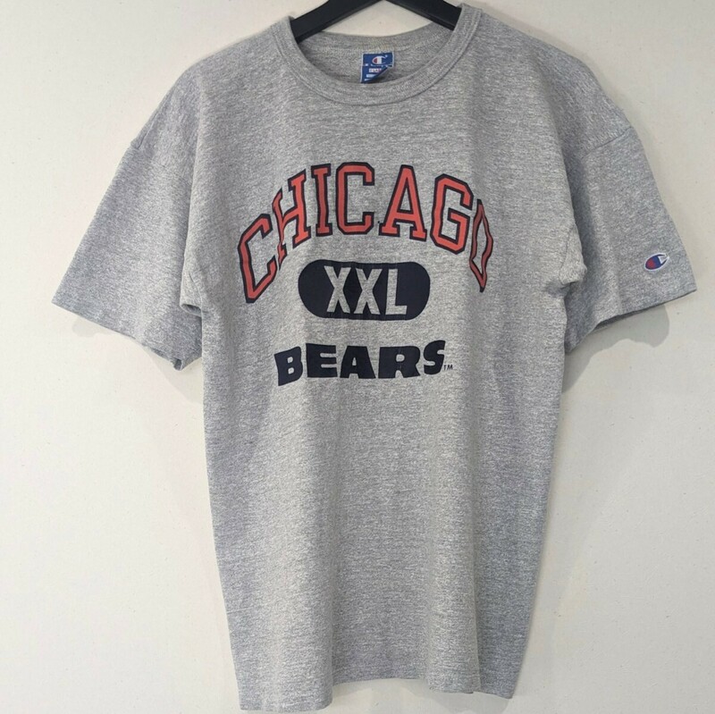 90s チャンピオン Tシャツ CHICAGO BEARS フットボールチームT グレー XL USA製 ビンテージ Champion アメリカ製 青刺繍タグ 半袖 *41