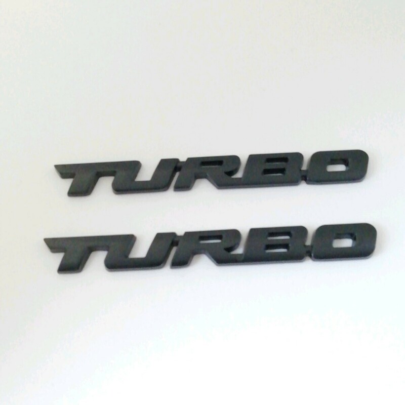 送料無料 2個セット TURBO ターボ 3D アルミ エンブレム ステッカー ブラック 黒 C45