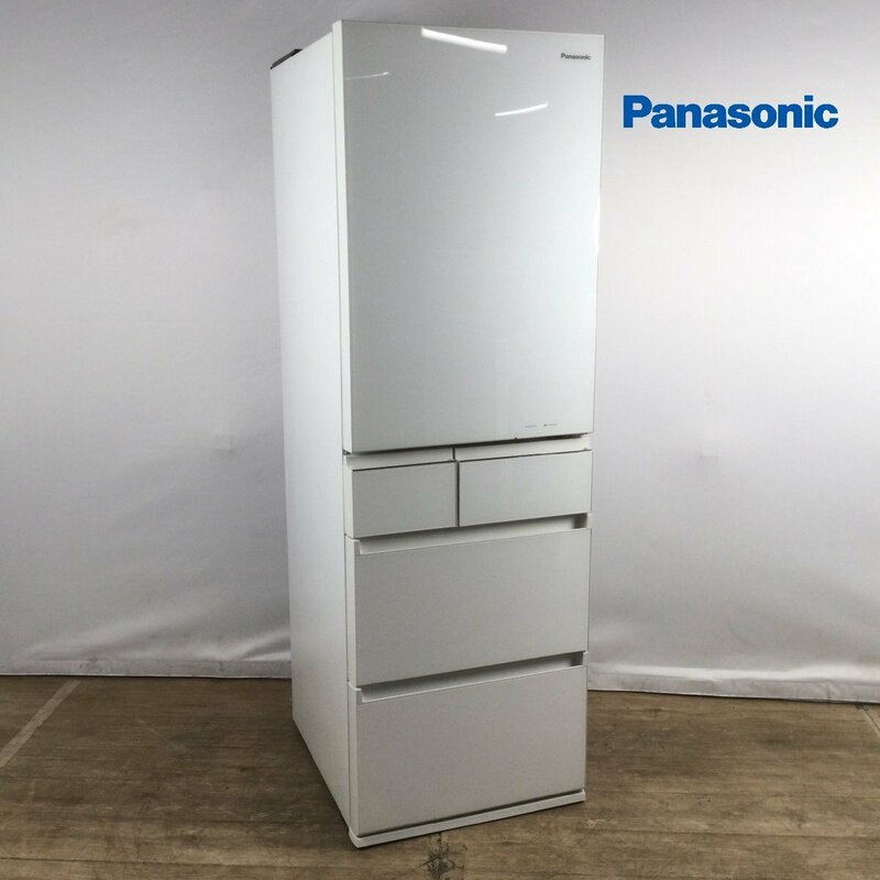 1204【沖縄県/離島配送不可】 Panasonic パナソニック ノンフロン冷凍冷蔵庫 NR-E455PX-W 450L 2019年製 5ドア 右開き スノーホワイト