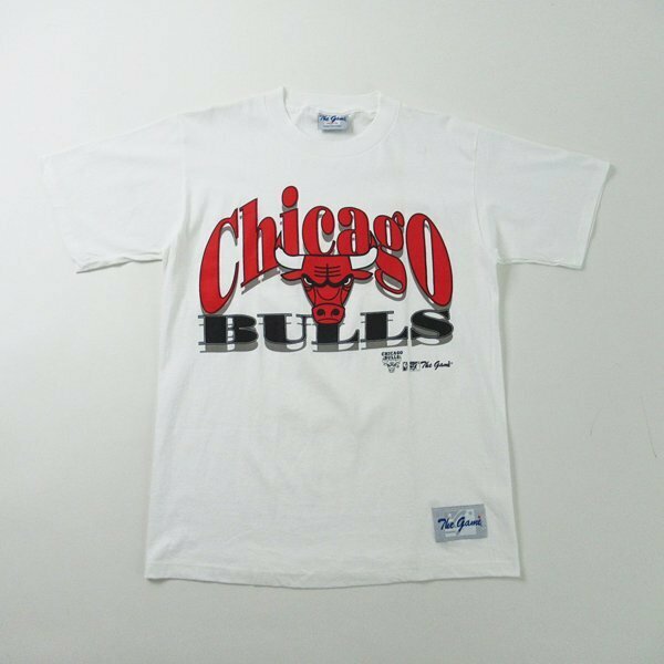 r4a053109★90s The Game 90年代 NBA CHICAGO BULLS シカゴブルズ プリント Tシャツ 白 メンズ M