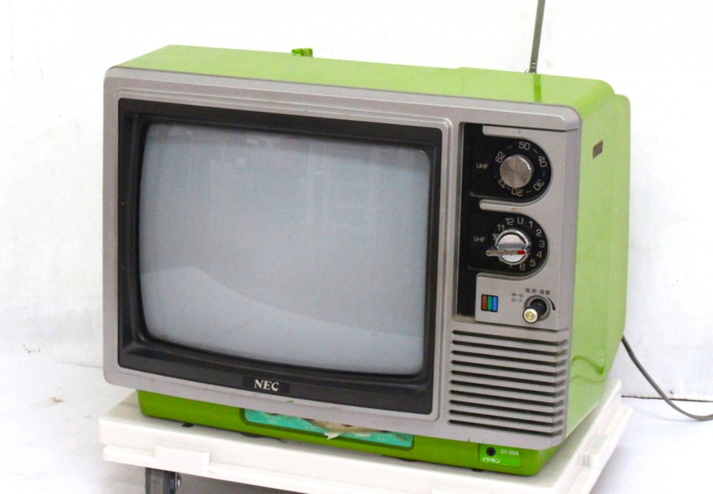 【ト石】☆昭和レトロ・アンティーク☆ NEC ブラウン管テレビ CT-254 1979年製 グリーン 緑 通電確認済み 時代物 ECZ01EWH63