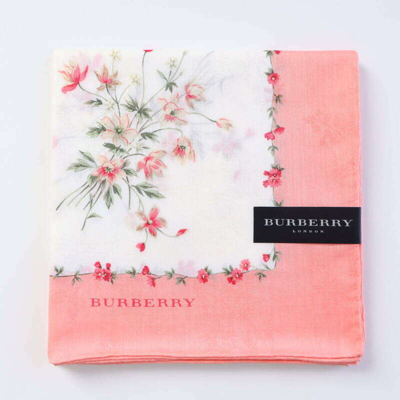 ■未使用　BURBERRY バーバリー　大判　ハンカチ　花柄　地模様■