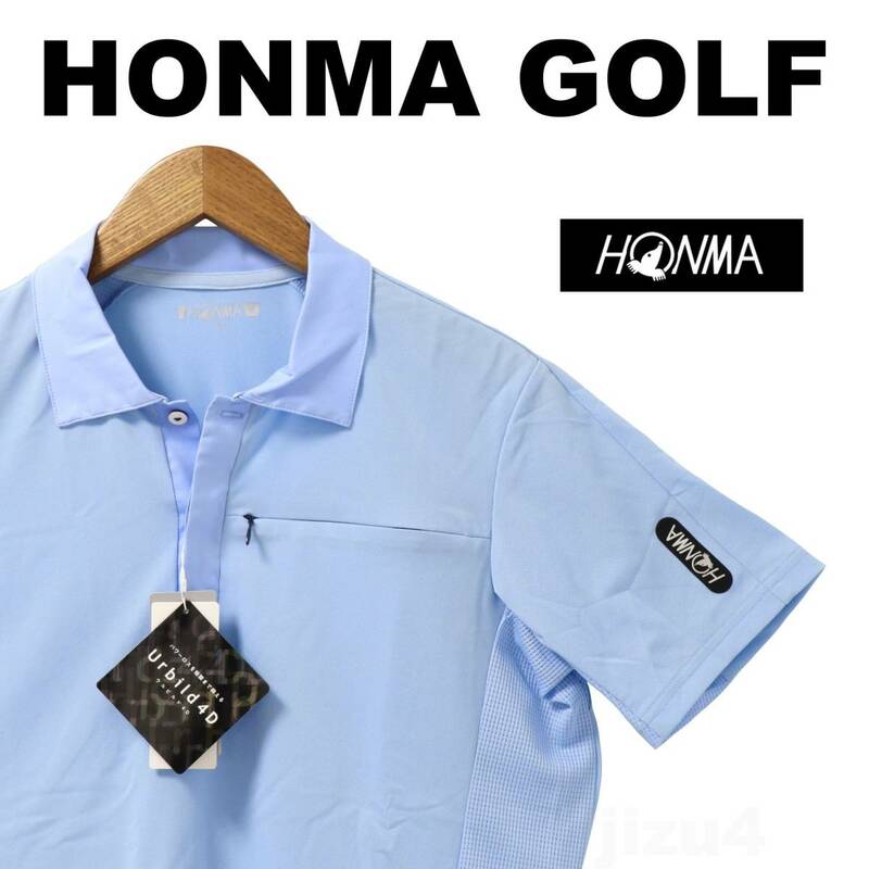■【L】定価14,300円 HONMA GOLF 本間ゴルフ ウルビルド4D 半袖シャツ青■