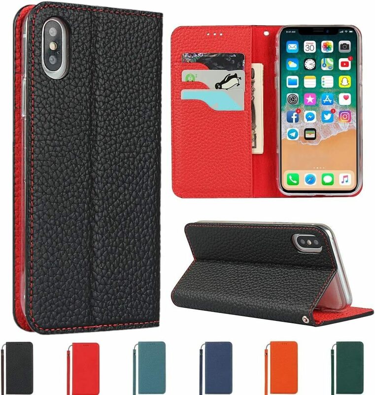 iPhone x iPhone xs 本革レザー ケース カバー カード収納 画面保護 横置きスタンド機能 保護ケース 携帯カバー