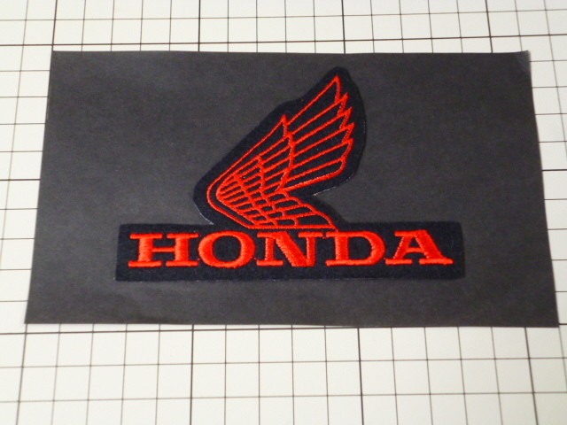 希少 HONDA 純正品 ウイングマーク ワッペン 当時物 です(刺繍/赤色/106×75mm) 70年代 80年代 ビンテージ ホンダ