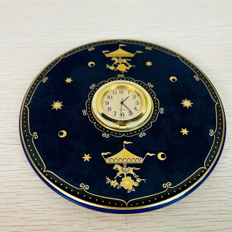 ★ 香蘭社 KORANSYA 陶器 置き時計 飾り時計 メリーゴーランド 電池切れ 時計 アナログ