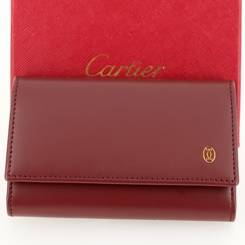 Cartier カルティエ パシャ カーフ 6連キーケース ボルドー ゴールド金具 L3000711 ギャランティカード 箱