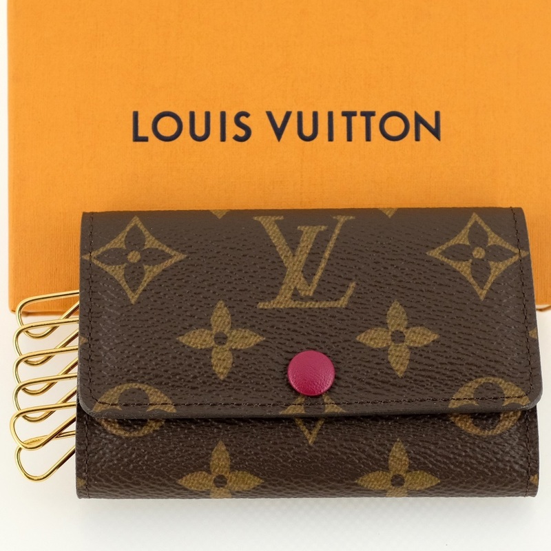 【未使用品】LOUIS VUITTON ルイヴィトン ミュルティクレ6 キーケース6本 モノグラム フューシャ M60701 ※イニシャル入り「A.T」