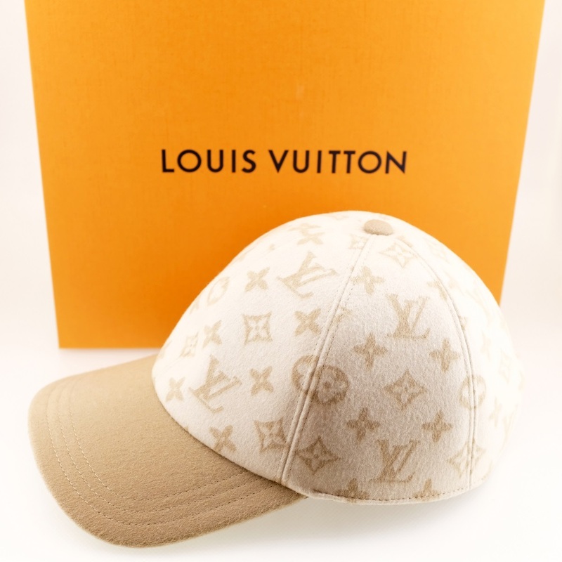 【未使用品】LOUIS VUITTON ルイヴィトン キャップ・カシゴラ モノグラム 帽子 ウール×ナイロン ベージュ M7209L 箱付き